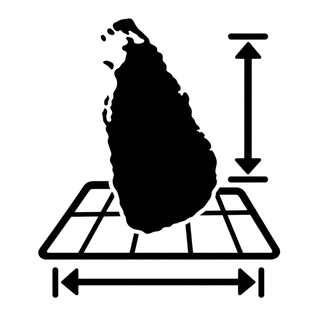 Sri Lanka size and dimensions icon